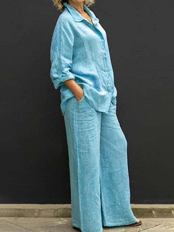 Commuting style shirt top trouser leg pants suit