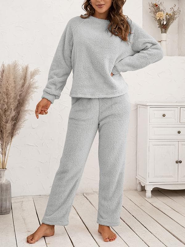 Loose Casual Home Wear Double-sided Plush Two-piece Set