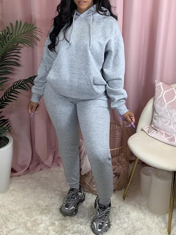 Solid color fleece two-piece sweatshirt