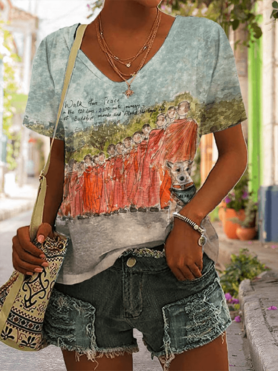 Women’s Walk For Peace V-neck T-shirt